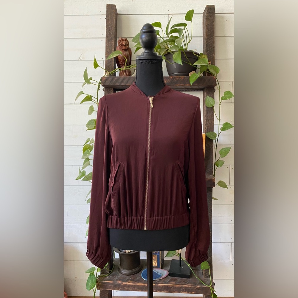 H&M: Women's Burgundy Bomber Jacket - Picture 17 of 17